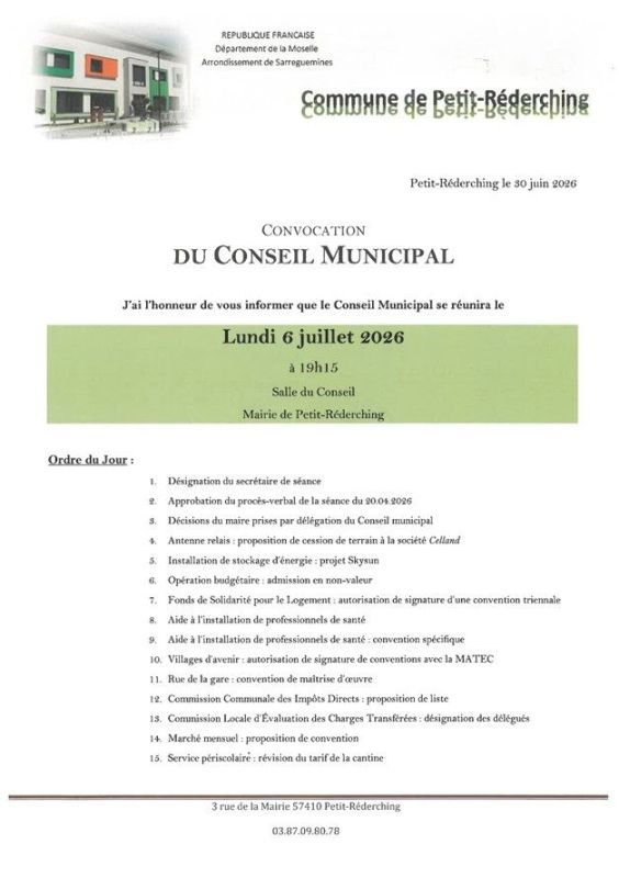Séance du Conseil Municipal le 6 juillet 2026 Image de Séance du Conseil Municipal le 6 juillet 2026